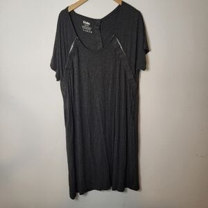 Frida Stretch Snap Button Loose Comfy Nursing Maternity Dress Dark Gray Size OS